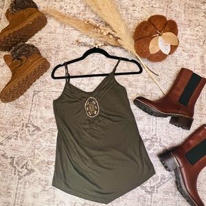 Xhilaration Green Tank-top (only) w| Metallic Gold Sequin Detail sz: Medium